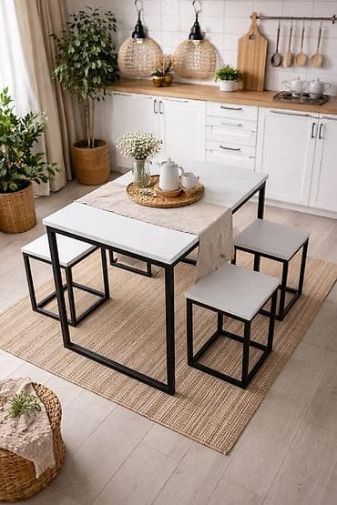 декоративные столы: Акция 🔥🔥🔥
стол +4 табуретки 5800 сом
размер стола120*60 — 1