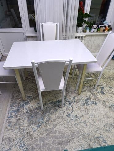 Шкафы: Кухонный стол и стул, цвет - Белый — 2
