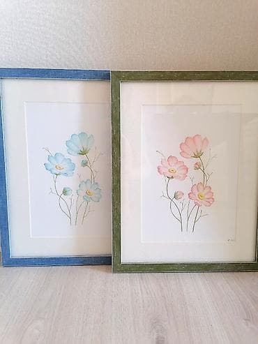 акварел: Продам картины. Акварель. Размер бумаги А4. Размер рамы 33*42 см — 1