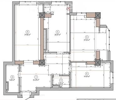 фучика 18 а: 3 комнаты, 122 м², Элитка, 10 этаж, ПСО (под самоотделку) — 5