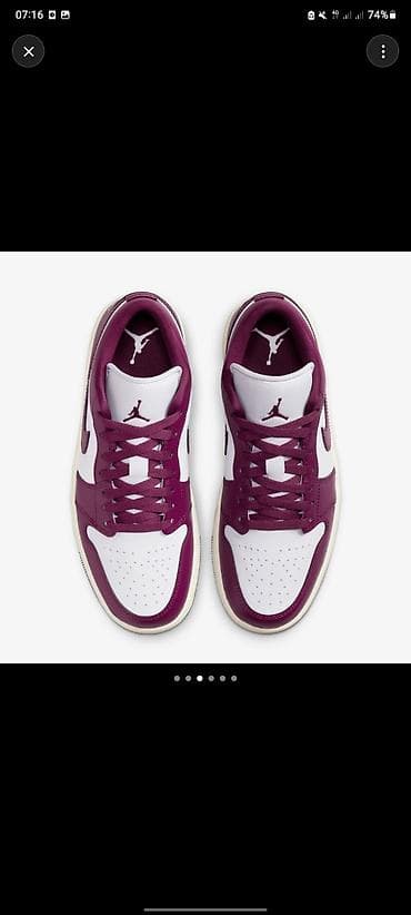 жорданы 4: Кроссовки Nike Air Jordan 1 Low - Цвет: бордовый/белый с серым Swoosh — 4
