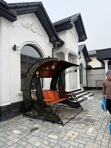 манеж качела: Садовые качели Металл, Со спинкой, С крышей — 2