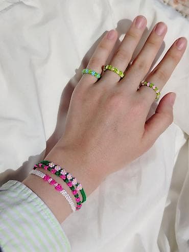 Набор летних украшений ручной работы из макраме: - Браслеты с — 5