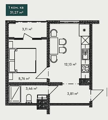 18: 1 комната, 31 м² — 1