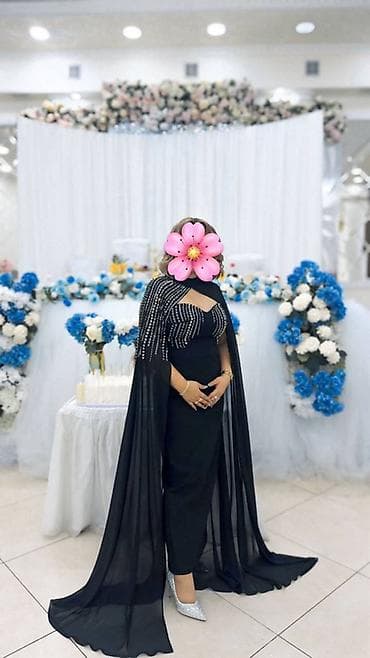 Вечернее платье, Классическое, Длинная модель, Шифон, Без рукавов, Камни