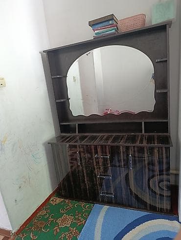 столик туалетный с тумбой и зеркалом: Туалетный столик, С зеркалом, цвет - Коричневый — 2