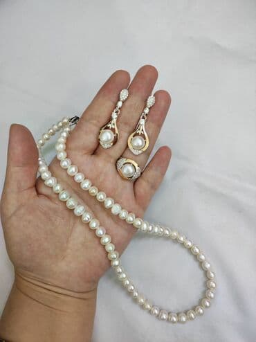 свадебные платья от производителя: Серебряный Комплект + Бусы жемчуг серебро напыление золото 925 пробы — 4