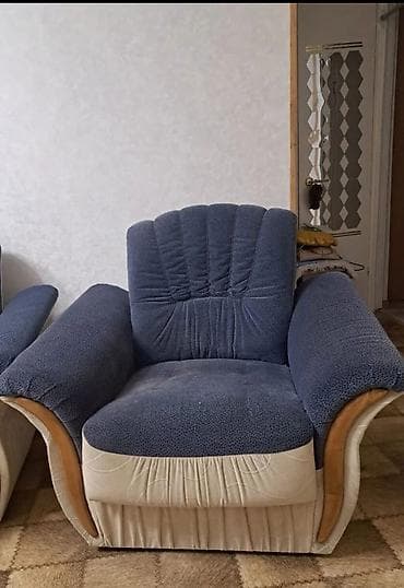 разкладной диван: Комплект мягкой мебели, цвет - Синий — 2