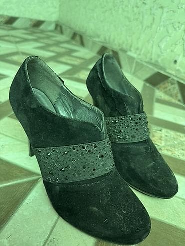 Женские ботильоны на каблуке - Цвет: черный - Материал верха — 4