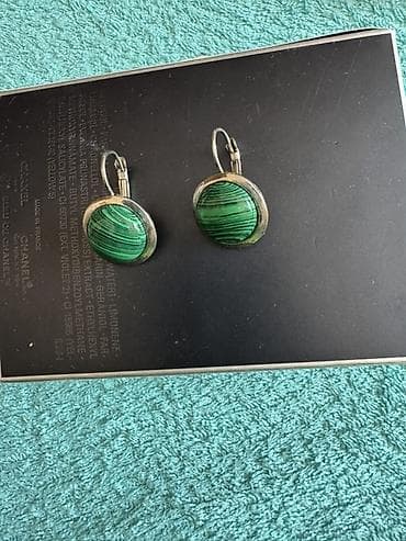 темирден: Серьги-подвески с зелёными вставками «под малахит» - Тип: серьги с — 1