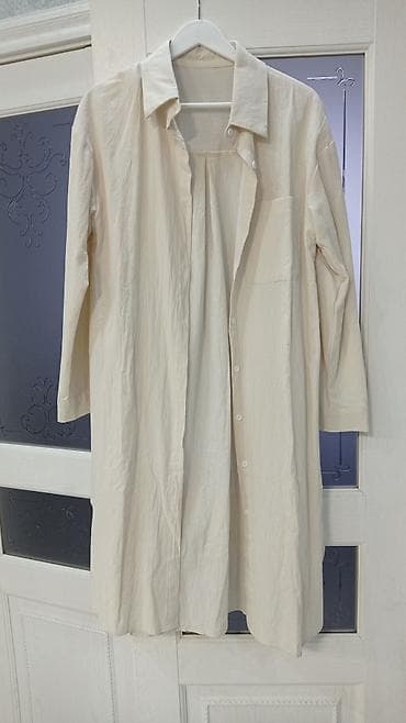 платье с рубашкой двойка: Повседневное платье, Длинная модель, Лен, Платье-рубашка, M — 1