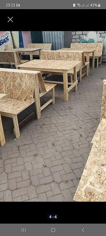 мебельный материалы: Комплект садовой мебели, Стол, Дерево — 2