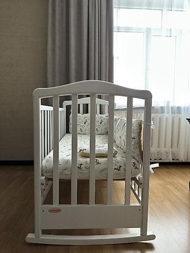 стандартные размеры одеял: Люлька, Б/у, Качалка, МДФ, цвет - Белый, Самовывоз — 3