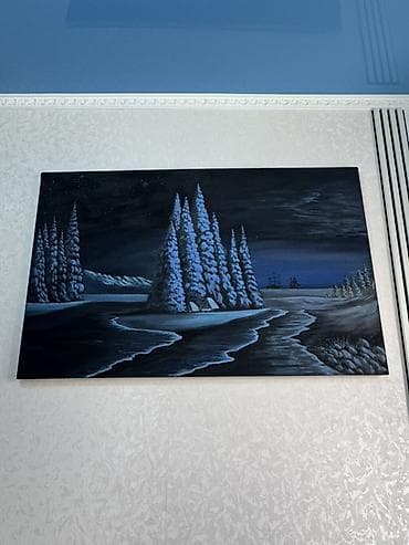 фотокартины на заказ: Картина «Зимний пейзаж у залива» на холсте. Ручная работа Размер — 1