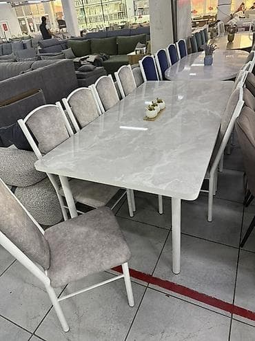 кухонный сервант: Обеденные столы столешницей под мрамор - Столешницы: крупноформатная — 7