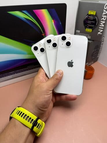 IPhone 13, Б/у, 128 ГБ, Белый, Зарядное устройство, Защитное стекло, Чехол, В рассрочку, 100 %
