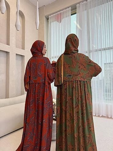 Кофты, свитеры: Женские комплекты для намаза с хиджабом - Длина макси, свободный крой — 4