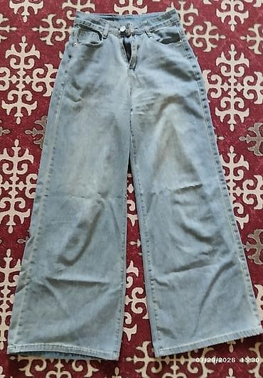 light blue: Джинсы, Трубы, Средняя талия, Вареные, L, XL — 2