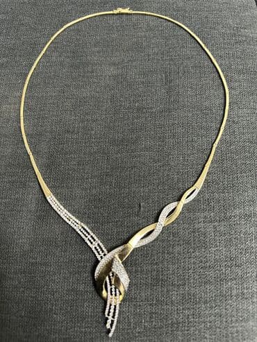 алтын кол: Necklace, Үлгүсү 585, Аялдарга, Жаңы, Циркон — 2