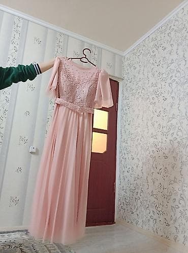 платье холодок: Вечернее платье, А-силуэт, Длинная модель, Полиэстер, С рукавами, Стразы, S — 6