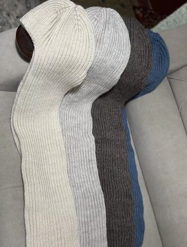 Кол сааттар: Вязаные зимние комплекты: шапка-бини и длинный шарф - Теплая крупная — 1