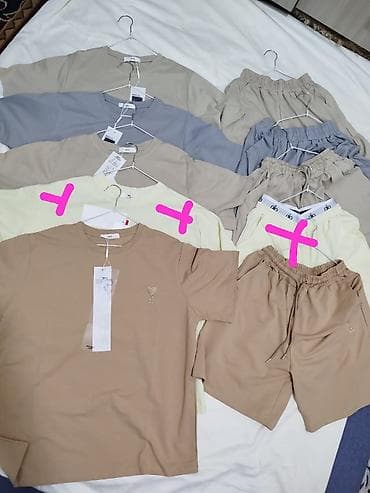 Костюм с шортами, Футболка, Корея, Хлопок