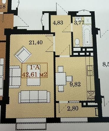 Продажа квартир: 1 комната, 43 м², Элитка, 10 этаж, Готовая ПСО (под самоотделку) — 1