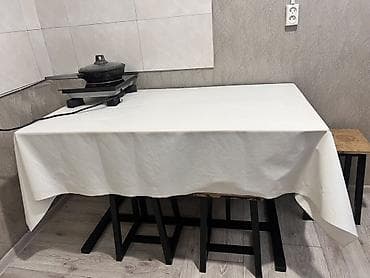 office table: Кухонный стол и стул, Б/у, Самовывоз, цвет - Черный — 2