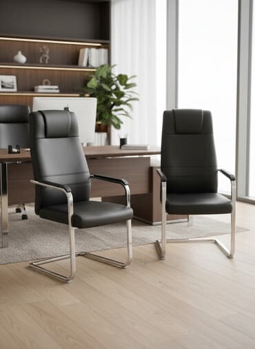 Офисный стул, Б/у, цвет - Черный, Другой материал