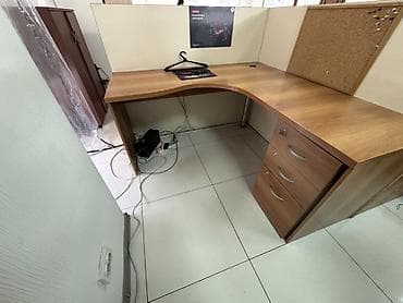 бетон кескич: Кеңсе эмереги комплекти, Текче, ДСП, түсү - Ак — 4