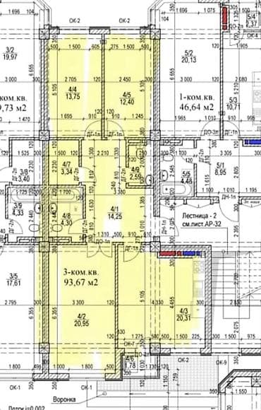 3 комнаты, 93 м², Элитка, 3 этаж, Готовая ПСО (под самоотделку)