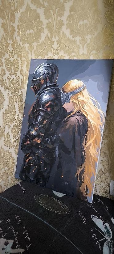 кыргызские сувениры бишкек: Картина 40×60 см, холст на подрамнике, акрил. Сюжет — объятие рыцаря в — 1