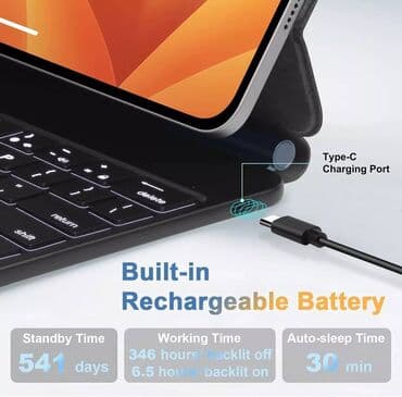 кожаный чехол: Чехол/клавиатура с магнитной подставкой Magnetic Suspension Keyboard — 3