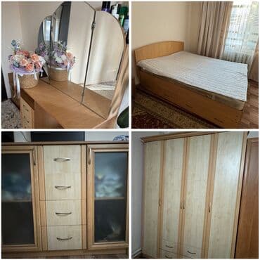 настольные наборы: Спальный гарнитур в светлом дереве с большим количеством хранения — 1