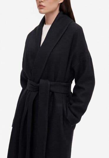 женские махровые халаты больших размеров: Пальто, Халат, Зима, Овечья шерсть, Длинная модель, С поясом, M — 3