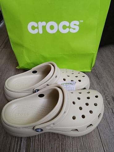 Жеке буюмдар: Саболор, 37, 37.5, Crocs, Жаңы, түсү - Саргыч боз, Өзү алып кетүү — 1