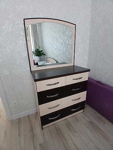 комод с зеркалом цена: Туалетный столик, С зеркалом, цвет - Бежевый, ЛДСП — 2