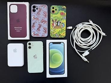 apple wath: IPhone 12 mini, Б/у, 256 ГБ, Зеленый, Коробка — 9