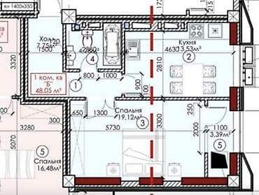 мурабаха ош: 1 комната, 48 м², Элитка, 12 этаж, Готовая ПСО (под самоотделку) — 6