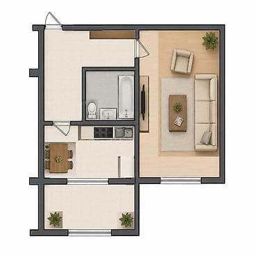 1 комната, 48 м², 108 серия, 3 этаж, ПСО (под самоотделку) — 2