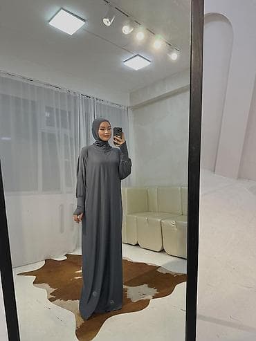 Одежда для дома и сна: Повседневное платье, Made in KG, Осень-весна, Длинная модель, Трикотаж, Оверсайз, XL — 4