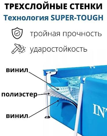 Бассейны: Каркасный бассейн Intex 220х150х60 см Купить в Бишкеке — прямоугольный — 2