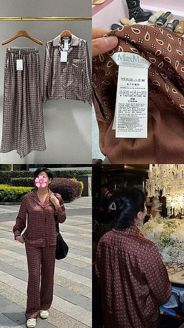 итальянский шёлк: Брючный костюм, Прямые, Рубашка, Италия, Шелк — 1