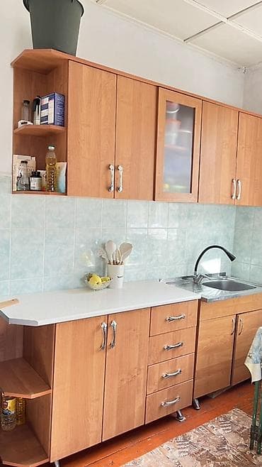 столешница с мойкой: Кухонный гарнитур, Б/у, цвет - Коричневый, Дерево, Платная доставка, Самовывоз — 1
