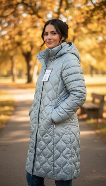 кышкы кийимдер: Пуховое или утеплённое пальто-пуховик женское, удлинённое, с — 1