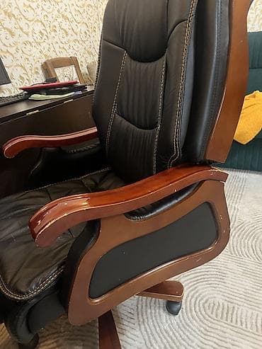 Офис столдору: Офис креслолор, Дөңгөлөктүү, түсү - Кара, Экокожа — 3