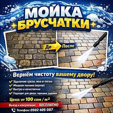 терраса: Уборка территории, Чистка брусчатки — 1