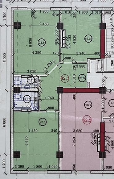 Продажа квартир: 2 комнаты, 82 м², Элитка, 11 этаж, Готовая ПСО (под самоотделку) — 1
