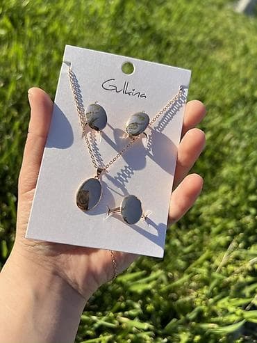 фурнитуру для бижутерии: Набор украшений Gulkina — колье, серьги и кольцо с овальными — 2