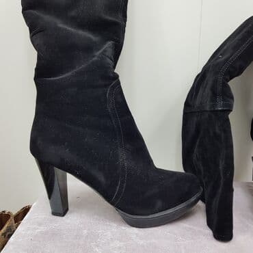 сапоги зимние на высоких каблуках: Продаю зимние ботфорты, искусственная замша, 38р,обувала несколько — 4